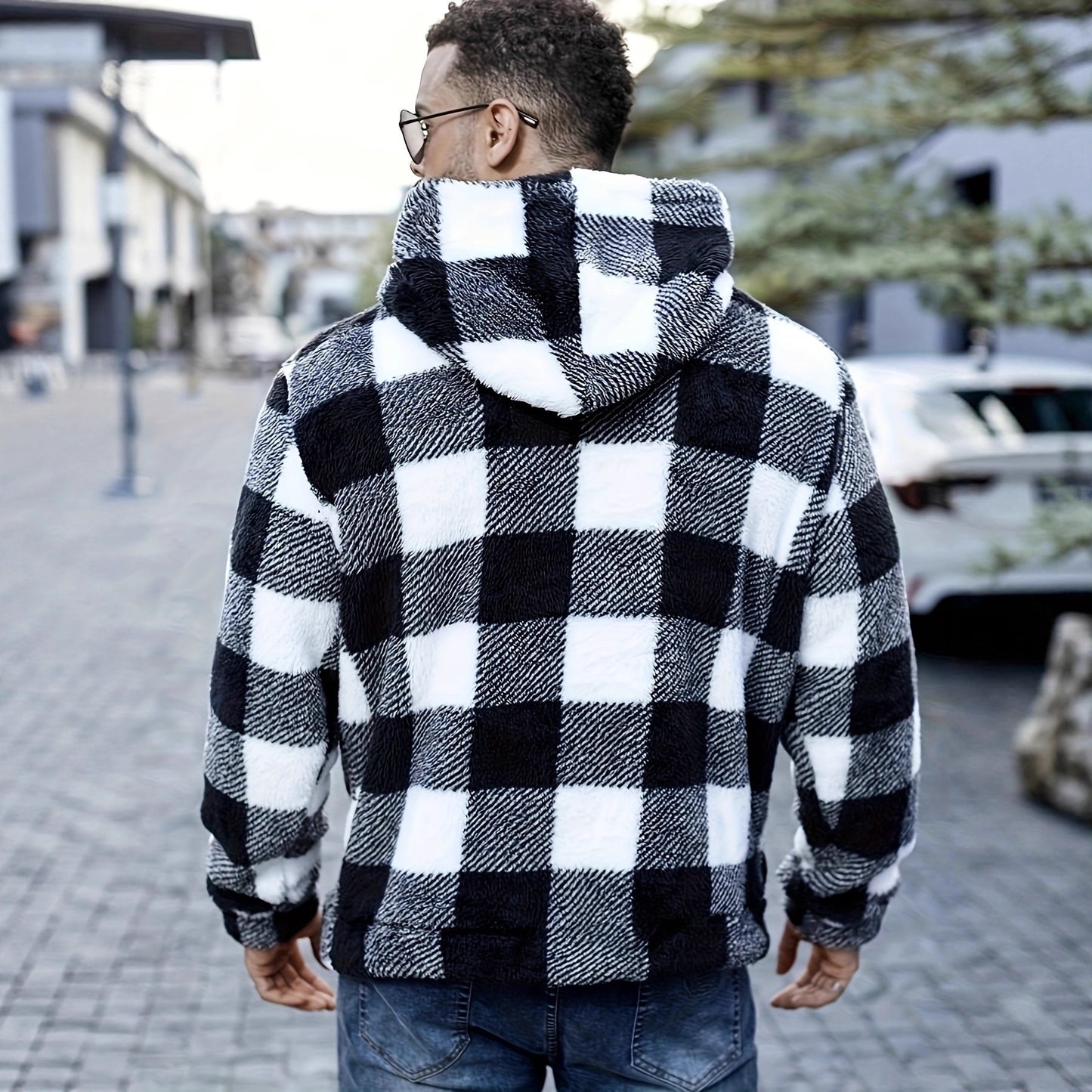 Men's European & American Plaid Faux Fur Coat | Autumn/Winter Fashion Jacket