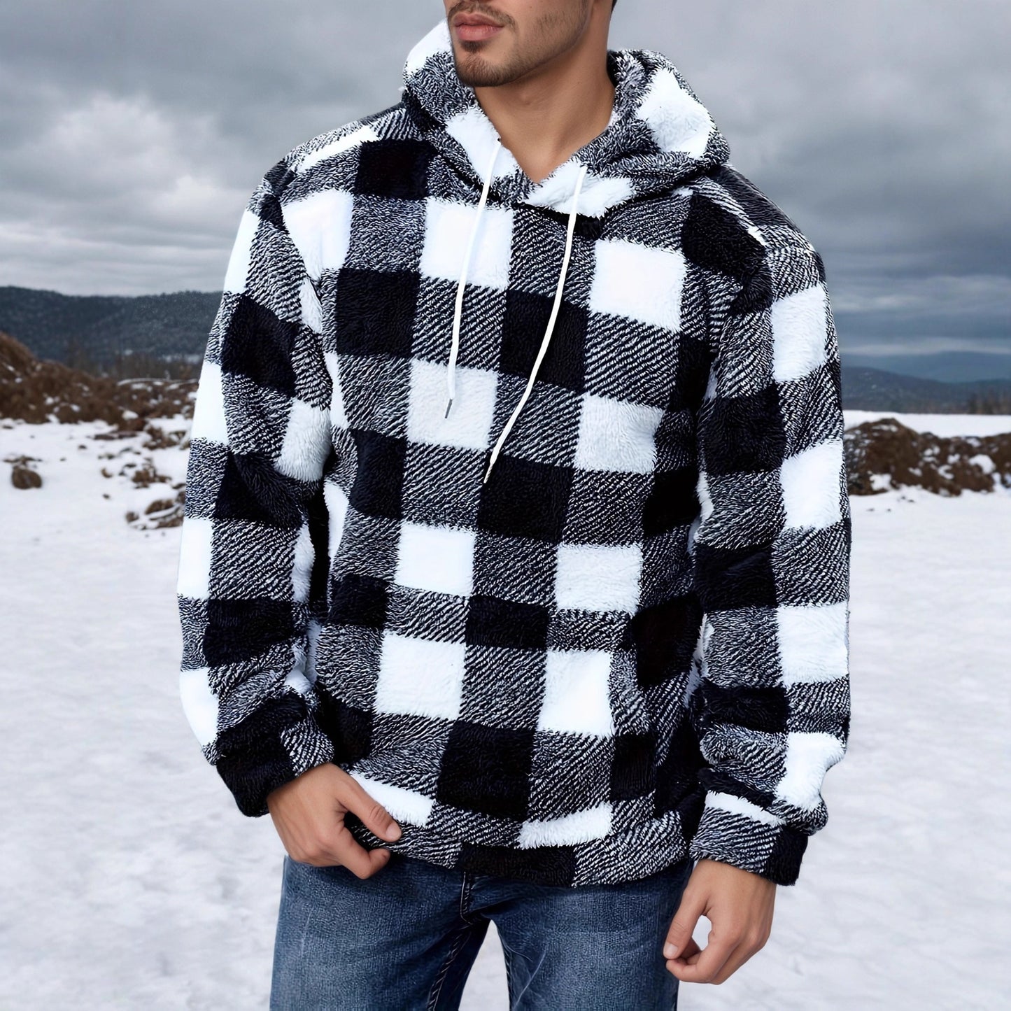 Men's European & American Plaid Faux Fur Coat | Autumn/Winter Fashion Jacket