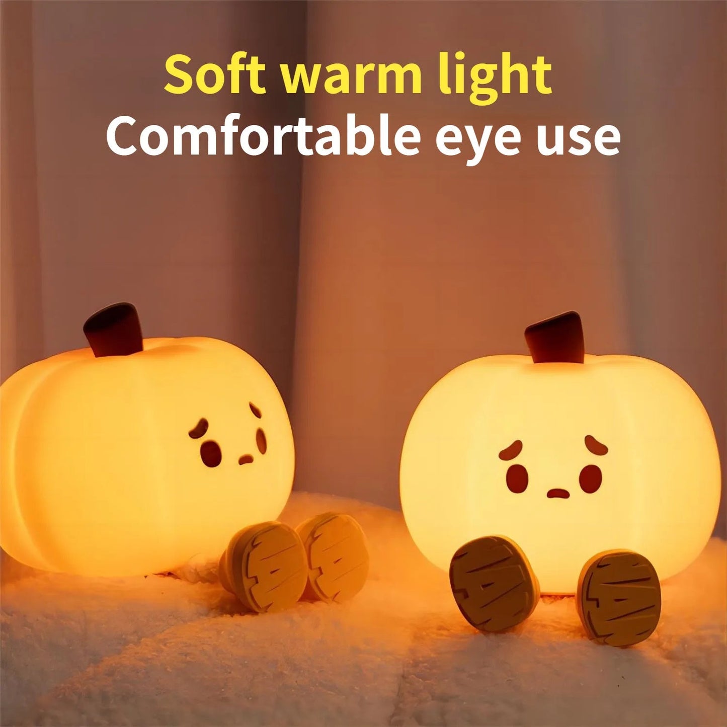 Halloween Pumpkin Night Light | Cute Silicone Dimmable Bedside Lamp & Home Decor