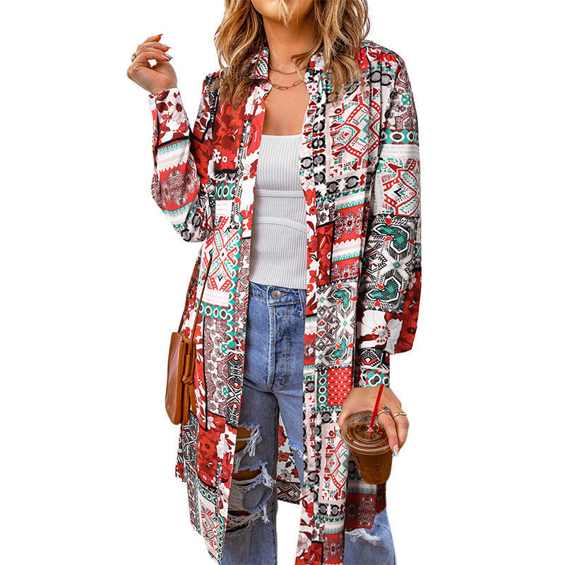 Women's Loose Bohemian Button-Up Shirt