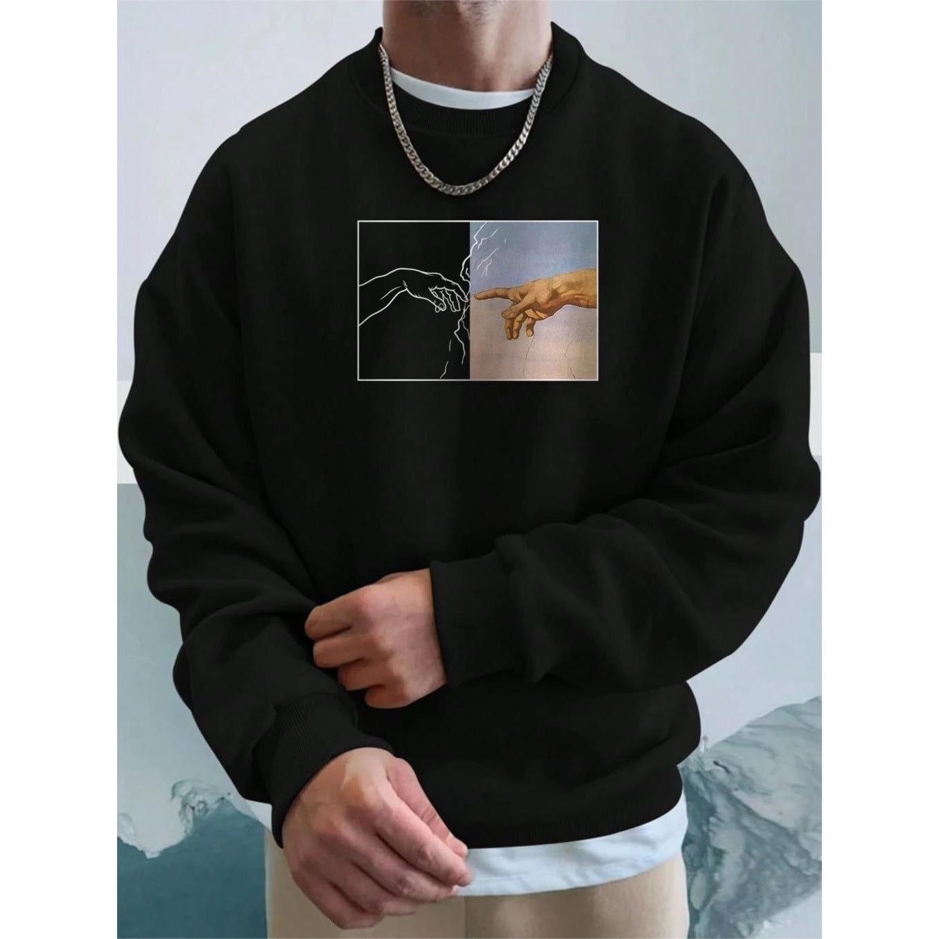 Men's Street Style Hand-Printed Sweatshirt | Urban Graphic Pullover