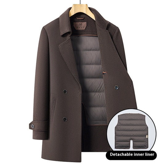 Premium Men's Wool Blend Topcoat | Mid-Length Double-Sided Suit Collar