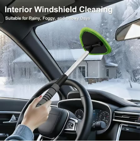 Microfiber Car Windshield Cleaning Tool with Extendable Handle