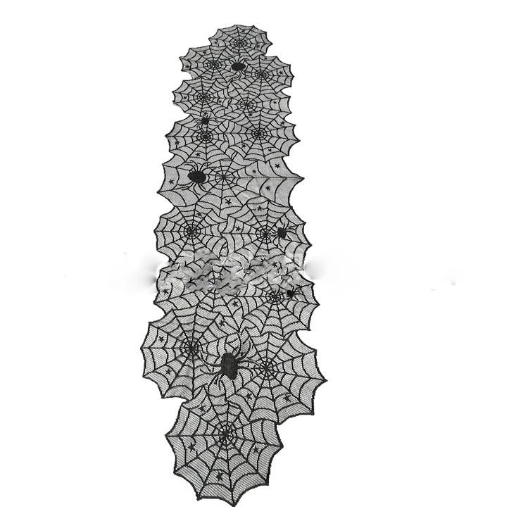 Halloween Tablecloth | Black Lace Spiderweb Table Runner & Home Decoration