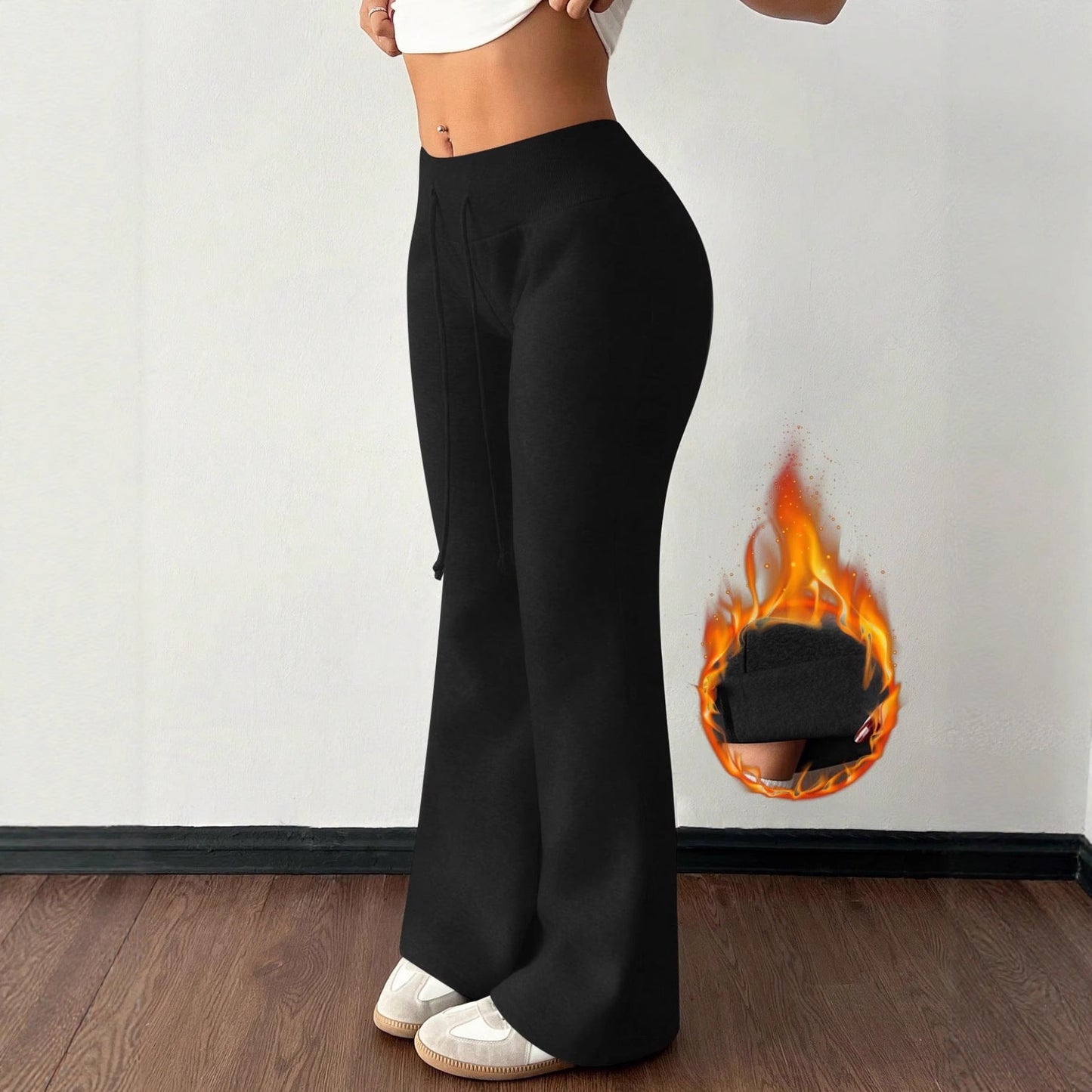 Women's Warm Padded Fleece High Waist Trousers